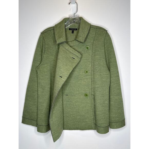 Eileen Fisher Petite Merino Wool Double-Breasted Peacoat Sweater Jacket medium P - Picture 9 of 12